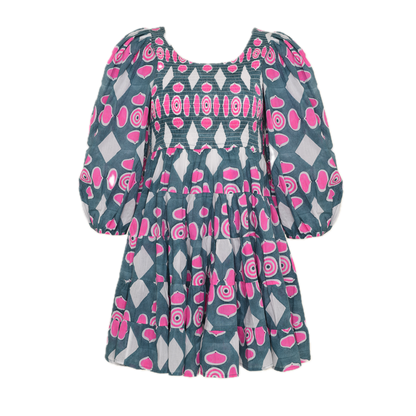 Violette Dress in Button Print