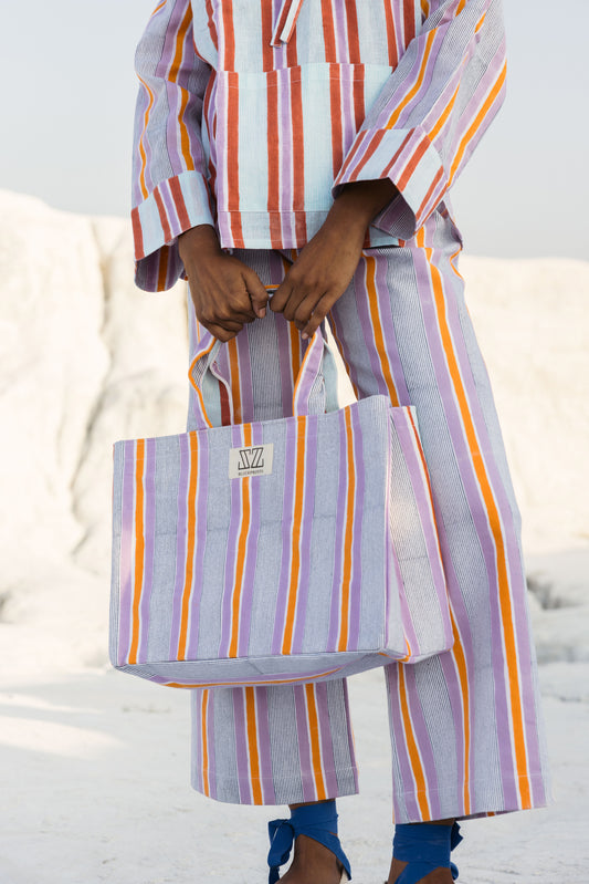 Shopper Tote in Mixed Seaside Stripes