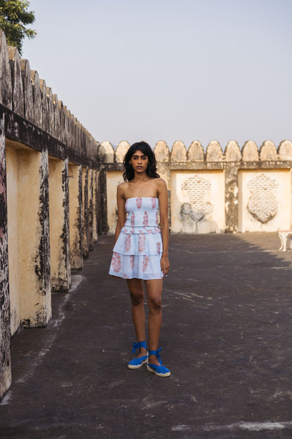 Final Sale: Veda Skirt in Poppy Stamp & Thin Stripes