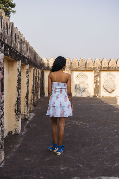 Final Sale: Veda Skirt in Poppy Stamp & Thin Stripes