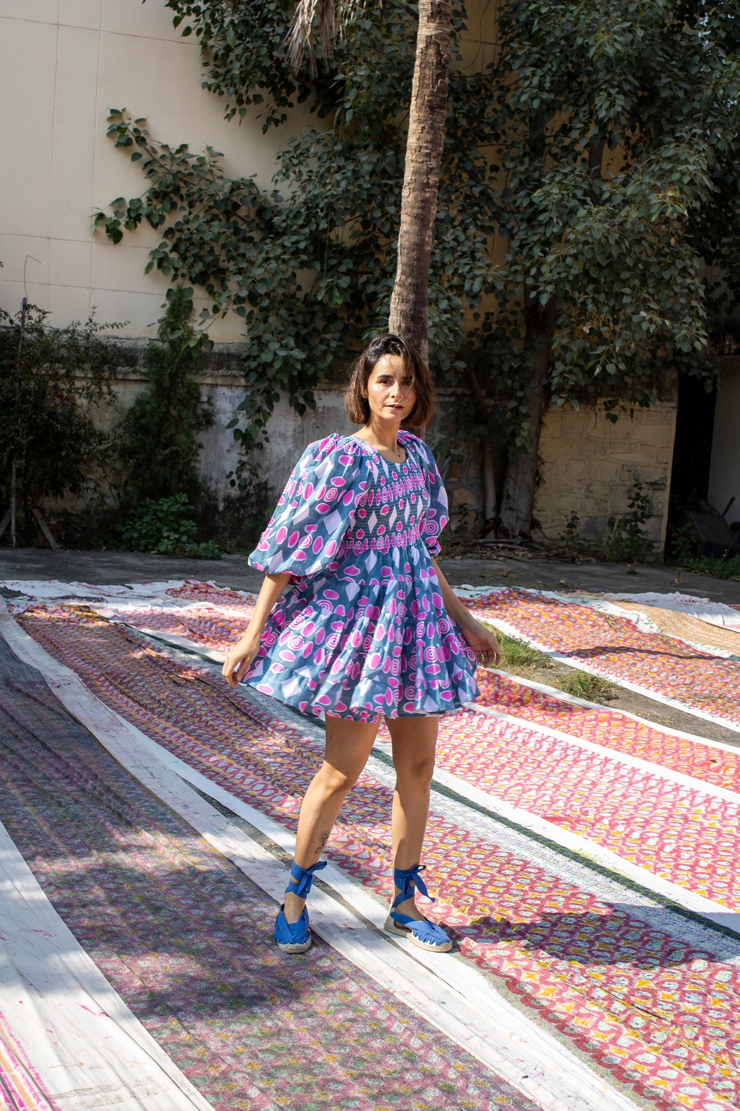 Violette Dress in Button Print