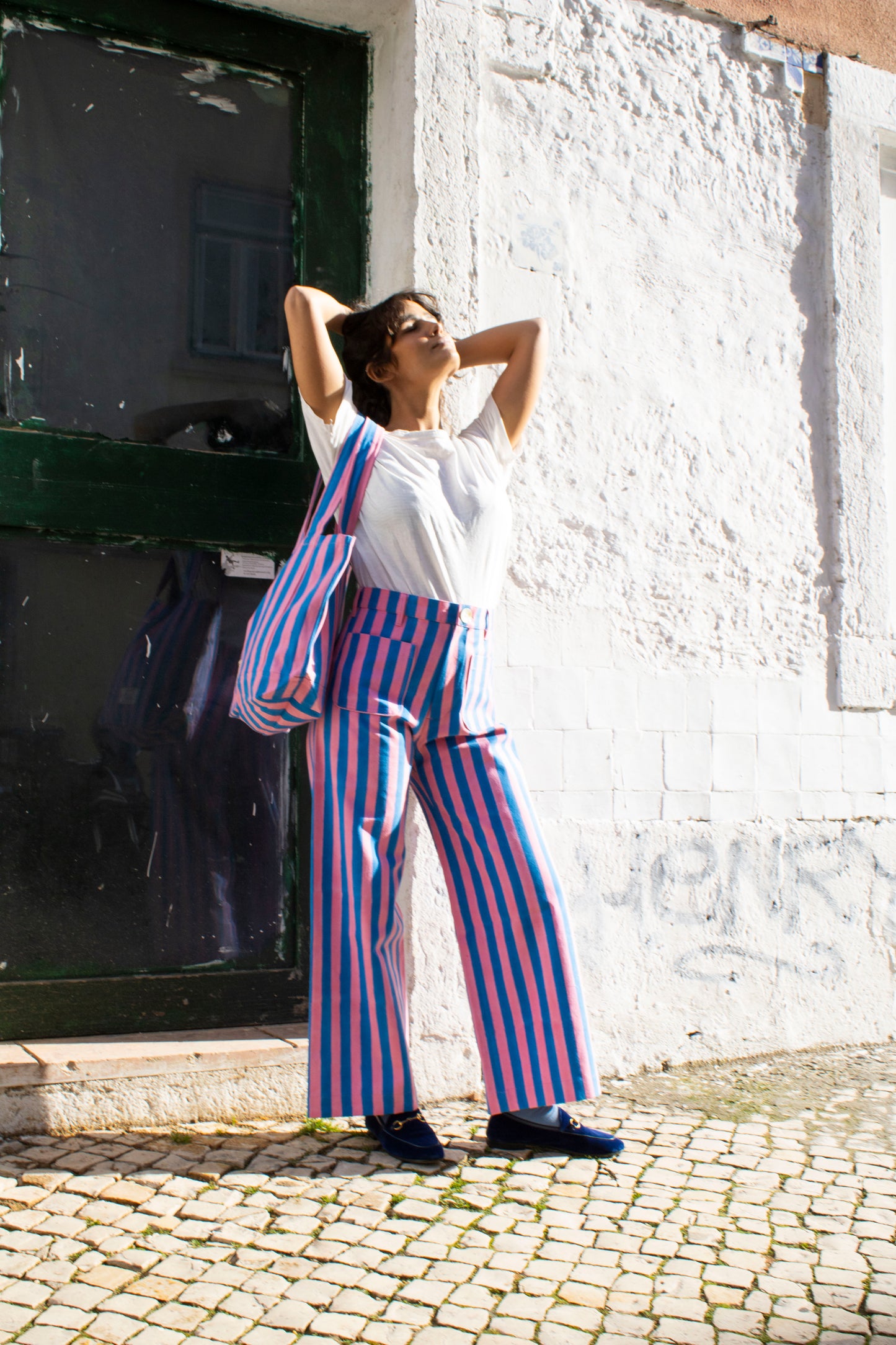 Small Tote in Double Thick Stripe
