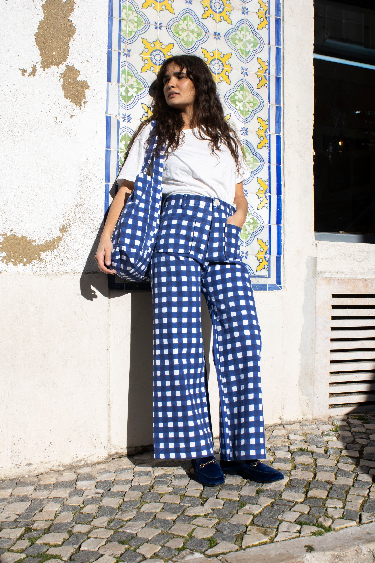 Small Tote in Gingham Print