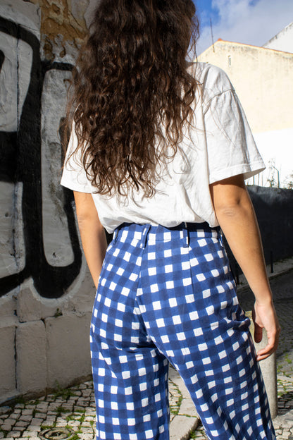 Painter Pant in Navy Gingham Print