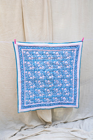 Baby Blanket in Cornflower Blue & Soft Pink