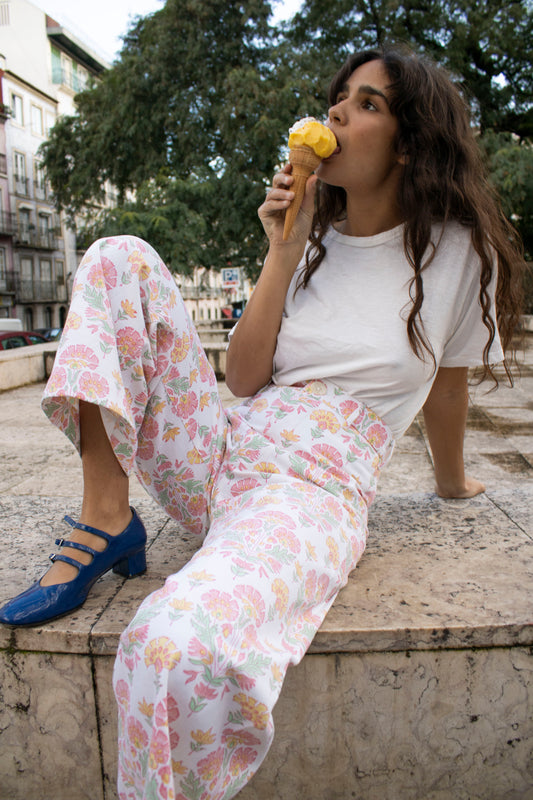 Disco Pants in Big Geranium Print