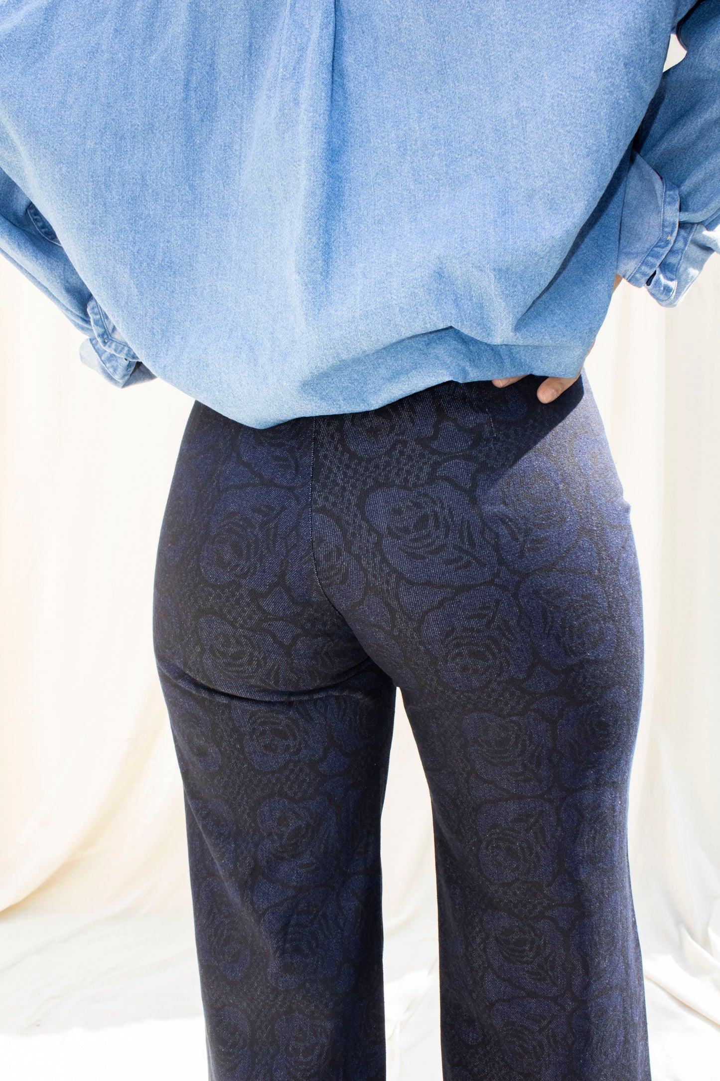 Denim Disco Pant in Rose & Roll