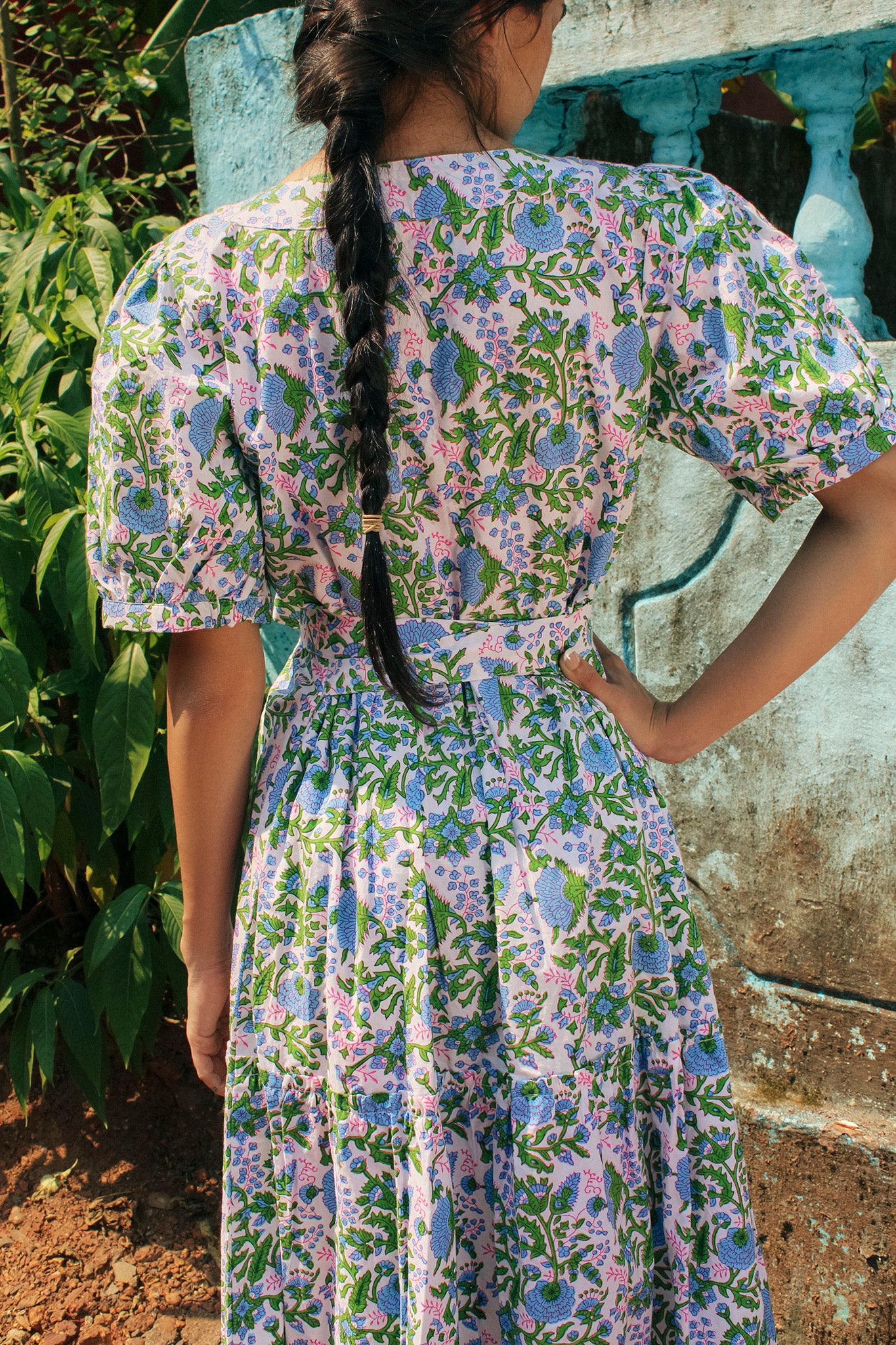 Divya Dress in Cornflower Blue | SZ Blockprints – SZ BLOCKPRINTS 