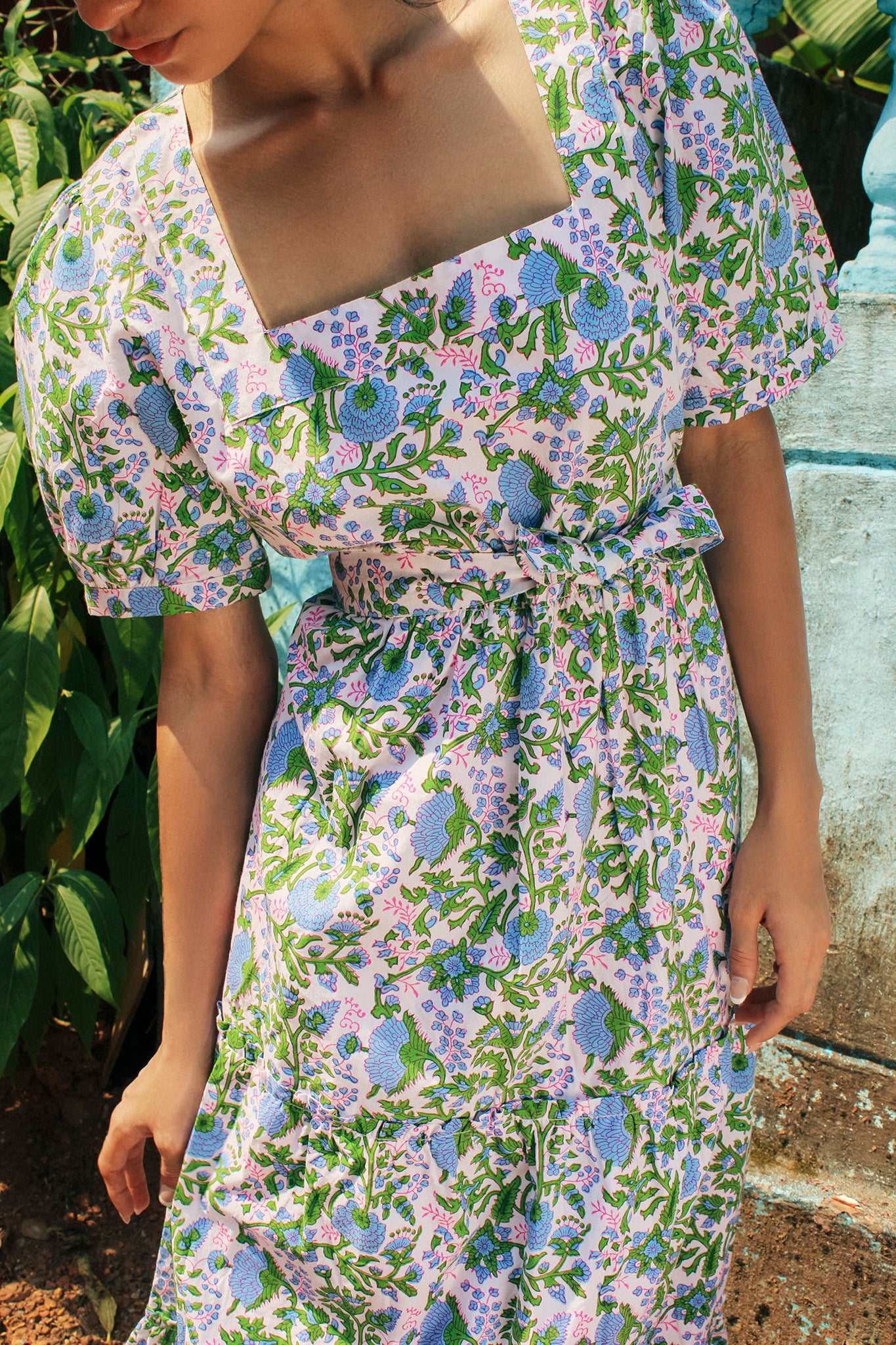 Divya Dress in Cornflower Blue | SZ Blockprints – SZ BLOCKPRINTS 