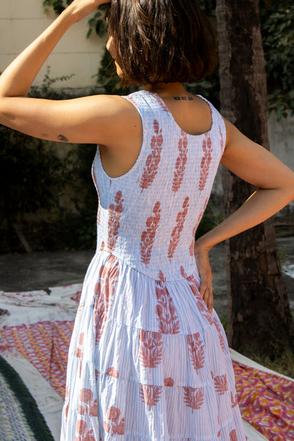 Final Sale: Cecil Dress in Poppy Stamp & Thin Stripes