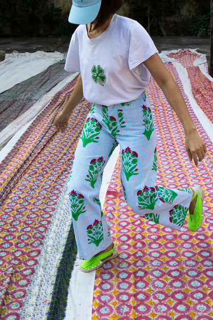 Boss Pant in Palladio Garden & Thin Stripes