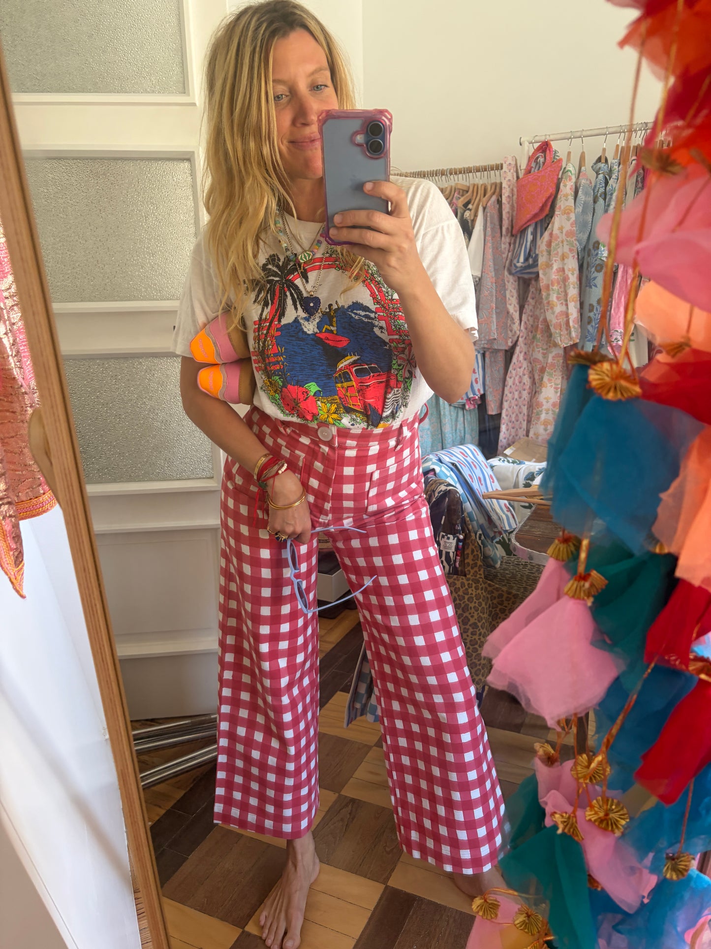 Painter Pant in Watermelon Gingham Print