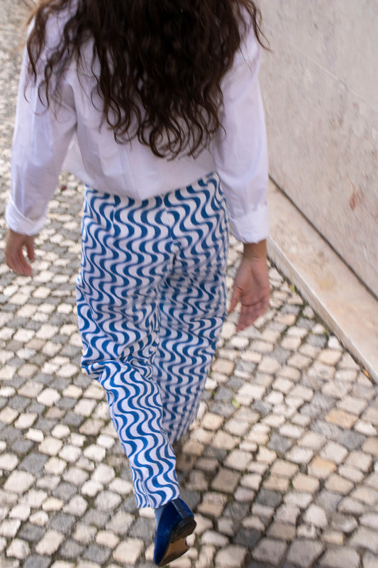 Disco Pants in Wavy Print