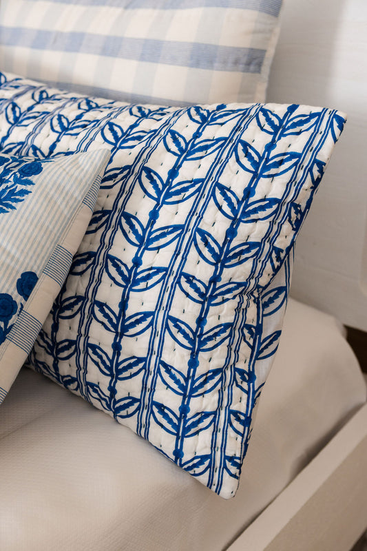 King Gudri Sham in Grecian Floral, Directoire Blue