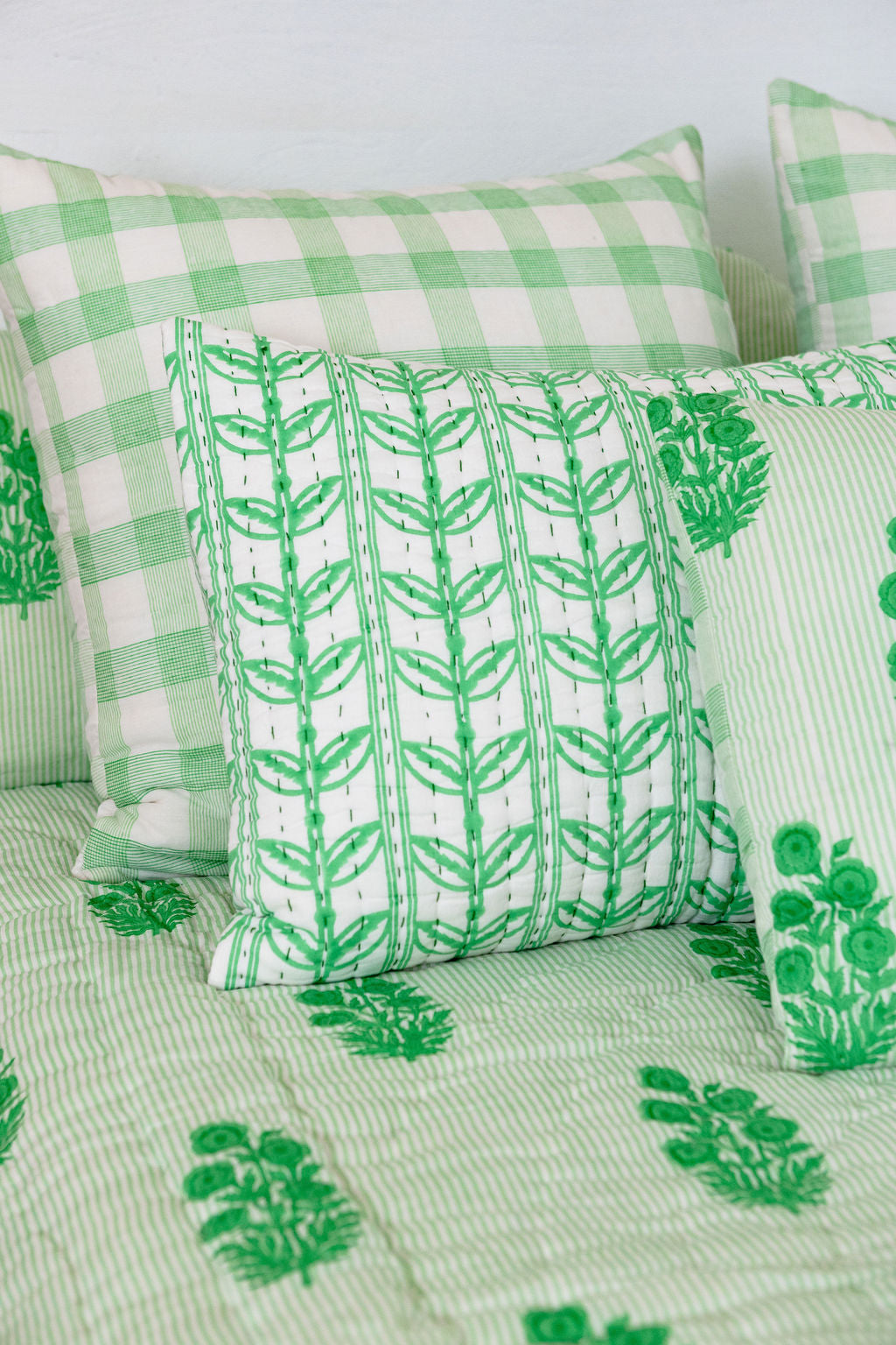 King Gudri Sham in Grecian Floral, Greenbriar