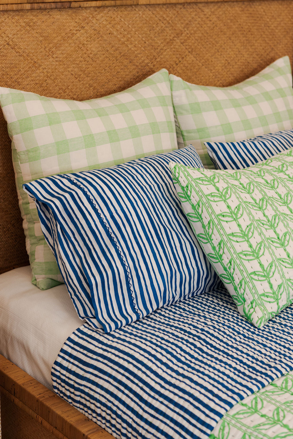 Pillow Case Set in Logo Stripes, Directoire Blue