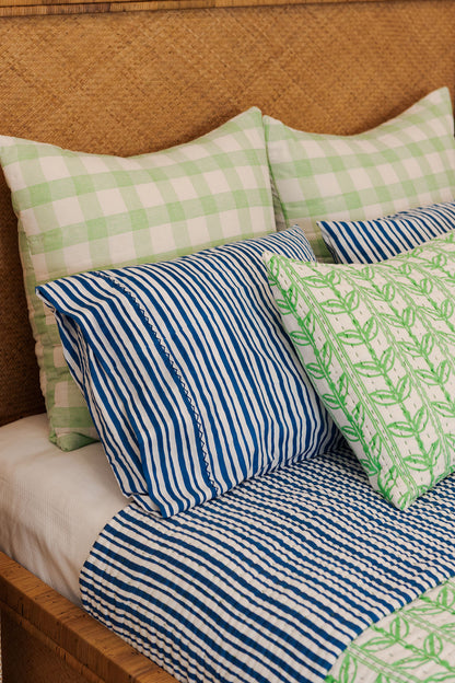 Pillow Case Set in Logo Stripes, Directoire Blue