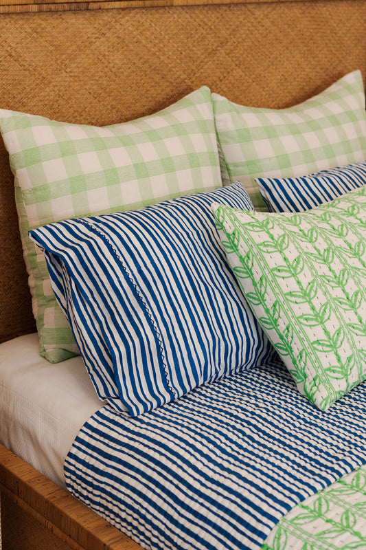 Pillow Case Set in Logo Stripes, Directoire Blue