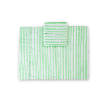 Pillow Case Set in Logo Stripes, Greenbriar
