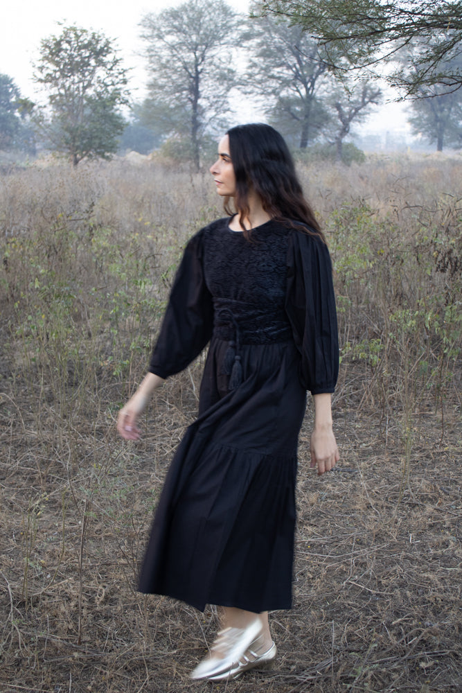Orti Dress in Pirate Black | SZ Blockprints – SZ BLOCKPRINTS