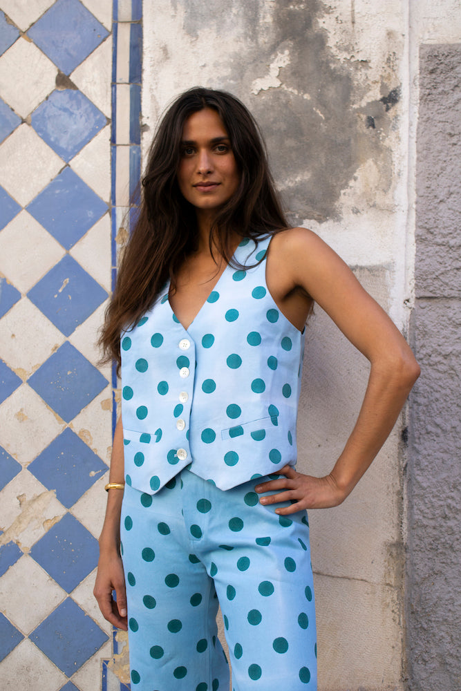 Final Sale: Suit Vest in Polka Dots