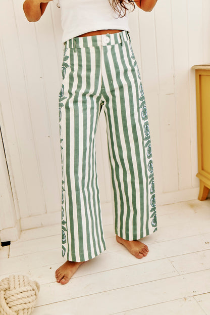 Muse Pant in Pansy Border & Thick Stripe