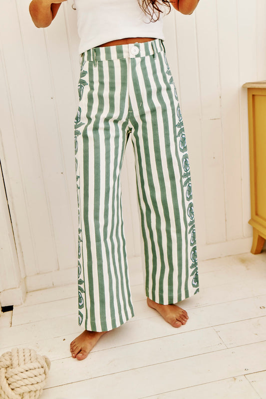 Muse Pant in Pansy Border & Thick Stripe