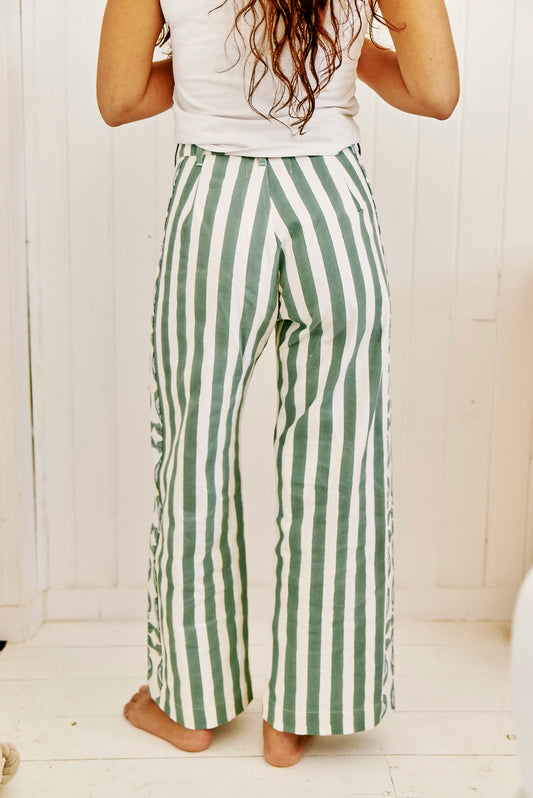 Muse Pant in Pansy Border & Thick Stripe