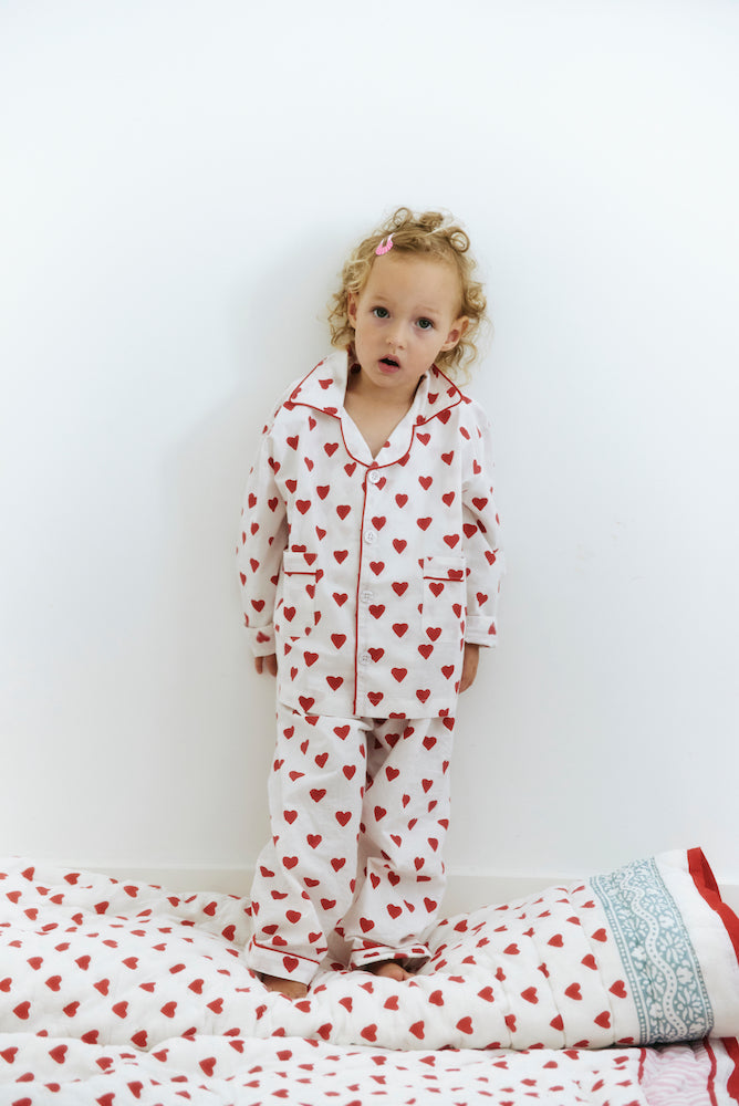 Kids Pajama Set in Ruby Red