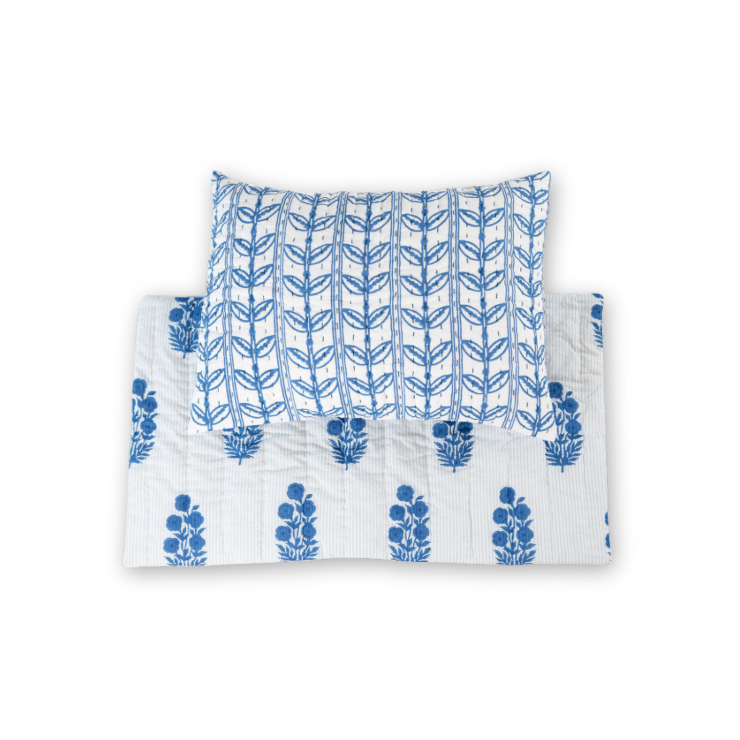 Standard Gudri Sham in Grecian Floral, Directoire Blue