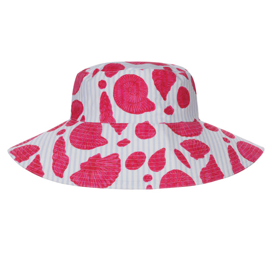 Sun Hat in Sea Shell on Thin Stripe