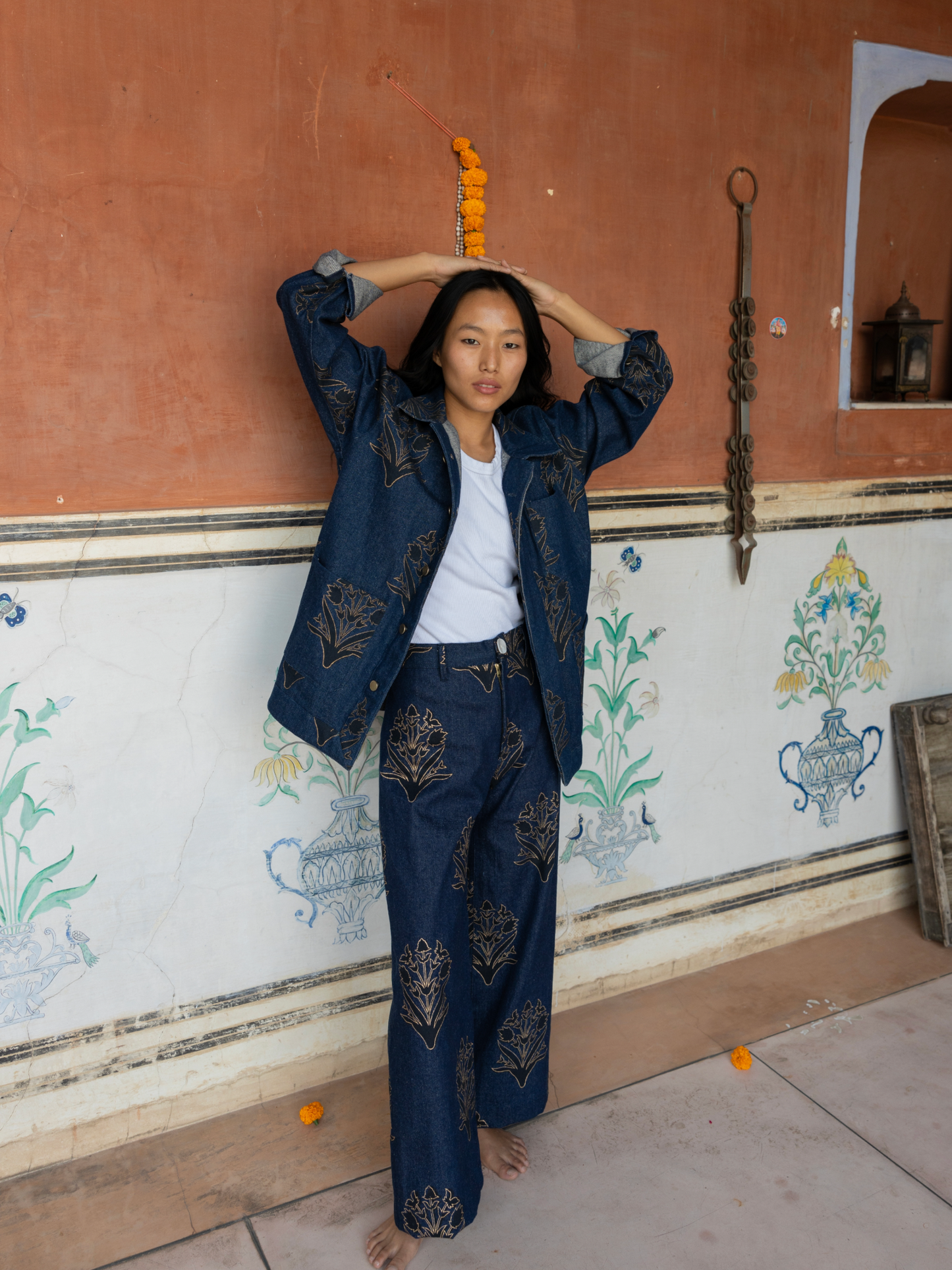Denim Disco Pant in Palladio Stamp