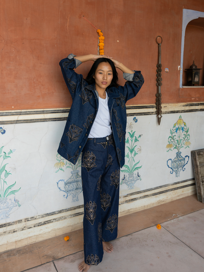 Denim Disco Pant in Palladio Stamp