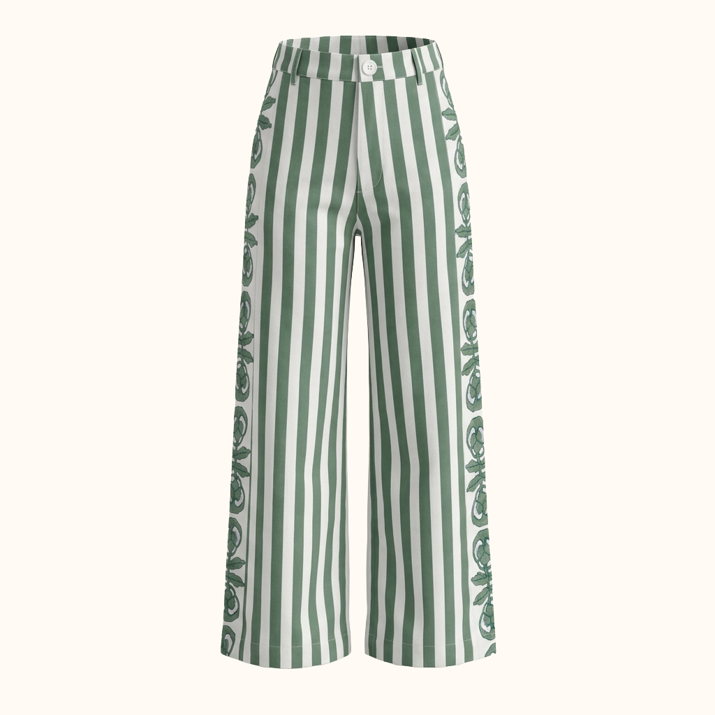 Muse Pant in Pansy Border & Thick Stripe