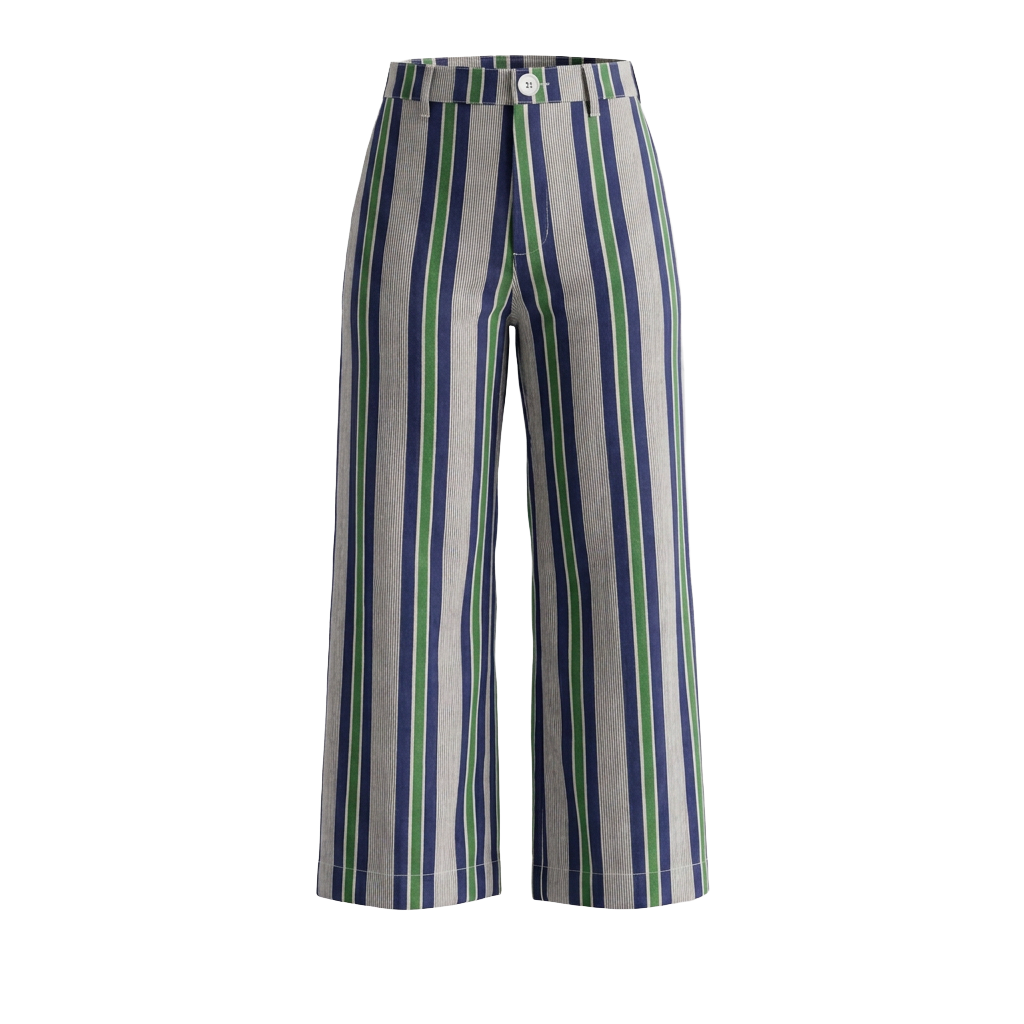 Disco Pant in Seaside Stripe, Deep Grass Green