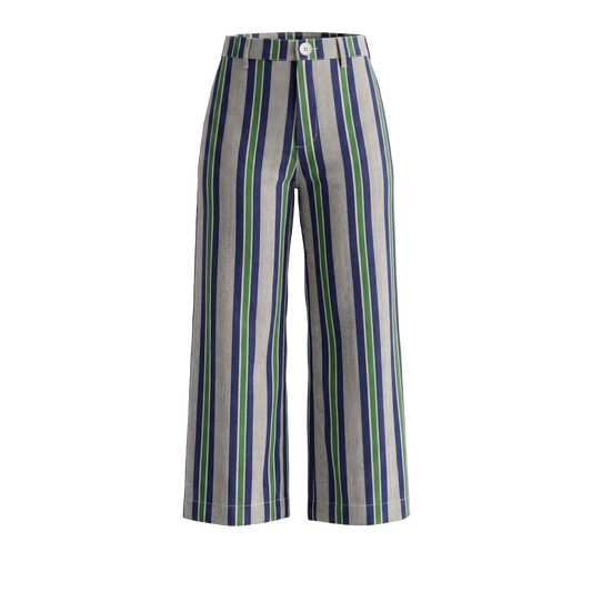 Disco Pant in Seaside Stripe, Deep Grass Green