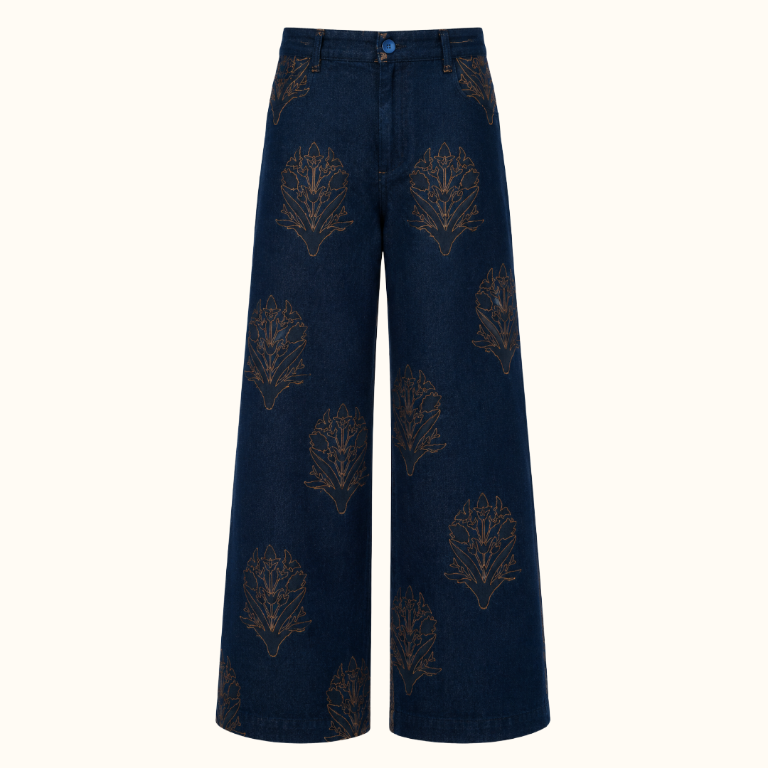Denim Disco Pant in Palladio Stamp