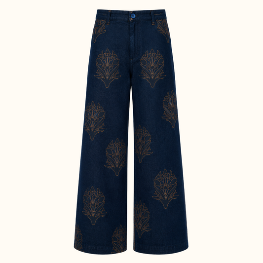 Denim Disco Pant in Palladio Stamp