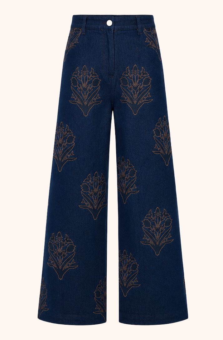 Denim Disco Pant in Palladio Stamp
