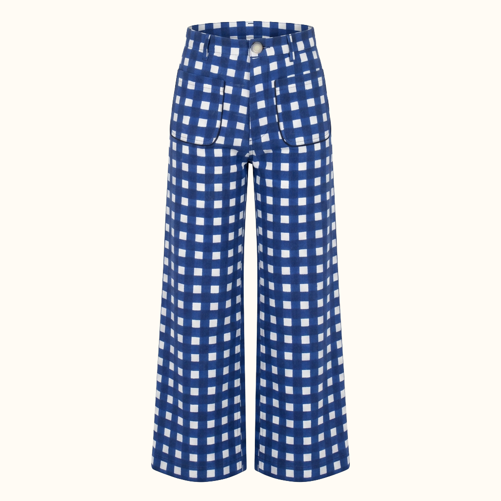 Painter Pant in Navy Gingham Print