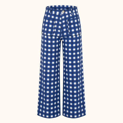 Painter Pant in Navy Gingham Print