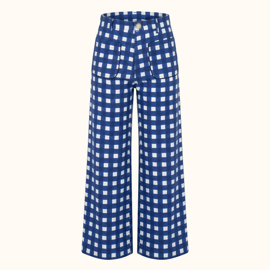 Painter Pant in Navy Gingham Print