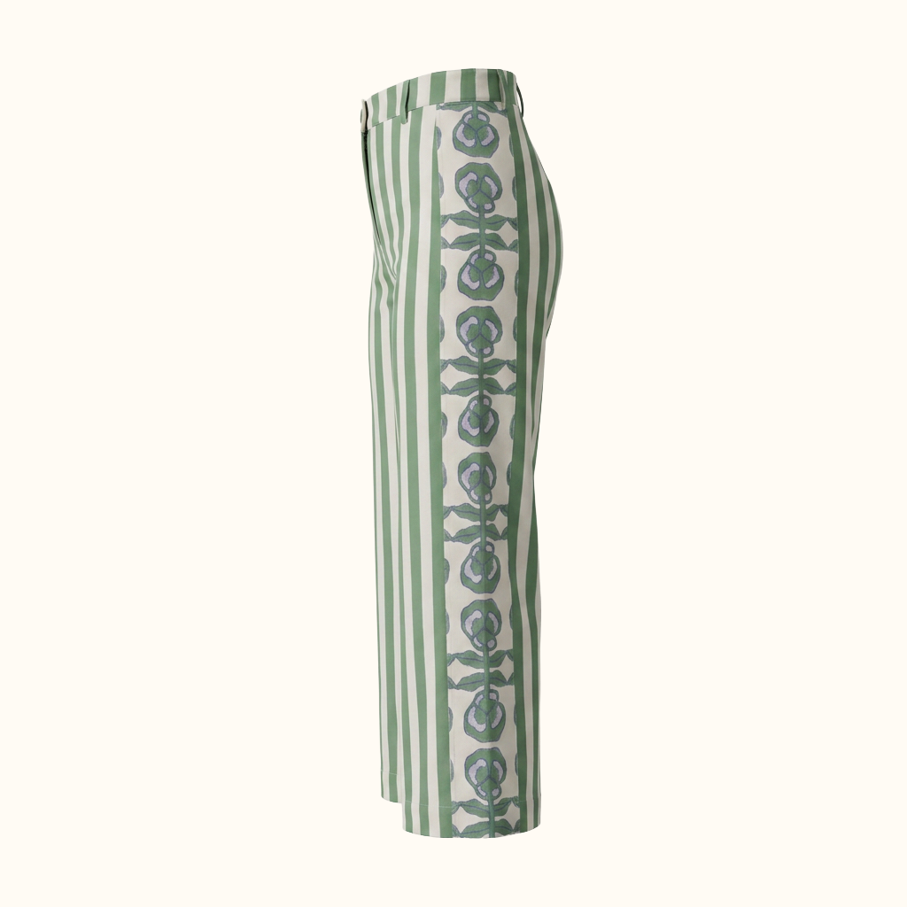 Muse Pant in Pansy Border & Thick Stripe