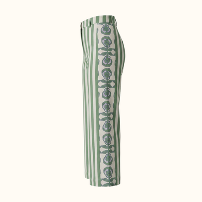 Muse Pant in Pansy Border & Thick Stripe