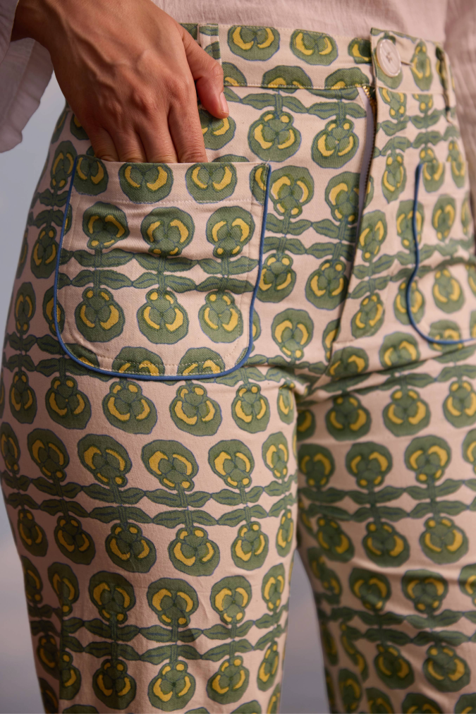 Summer Twill Painter Pant in Pansy Print