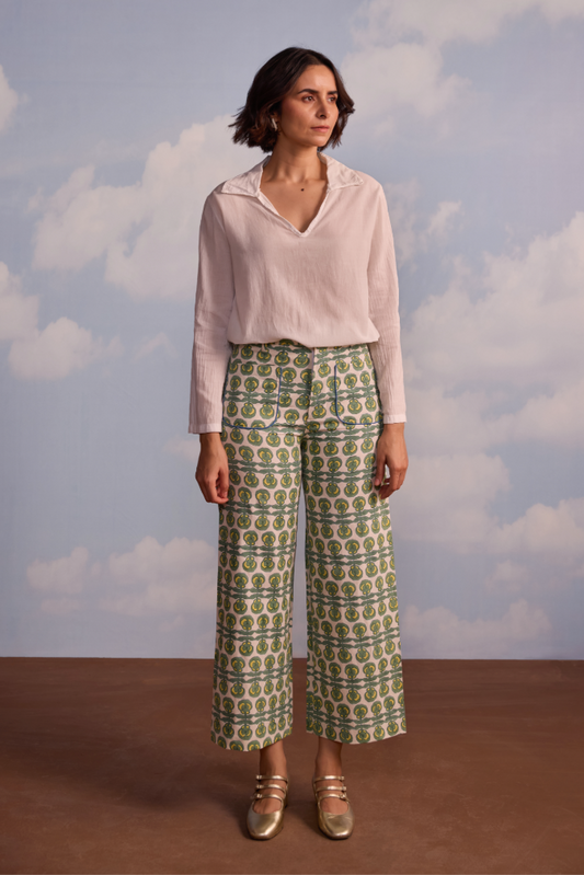Summer Twill Painter Pant in Pansy Print