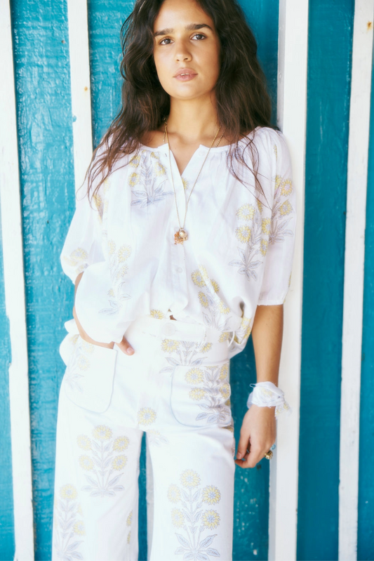 Leila Top in Marigold Print