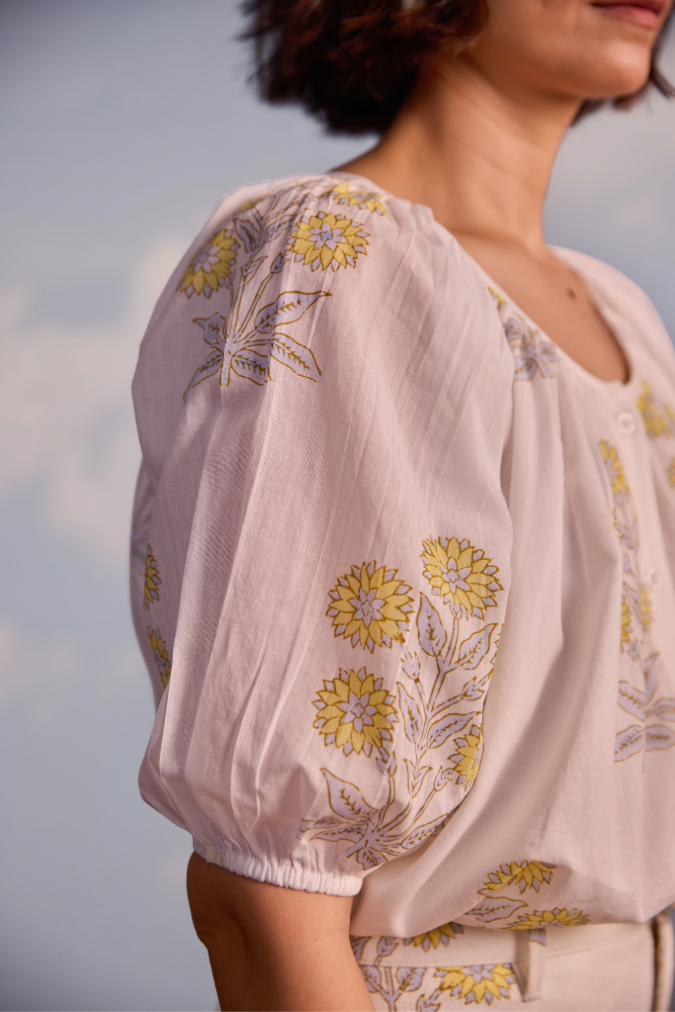 Leila Top in Marigold Print
