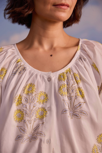Leila Top in Marigold Print