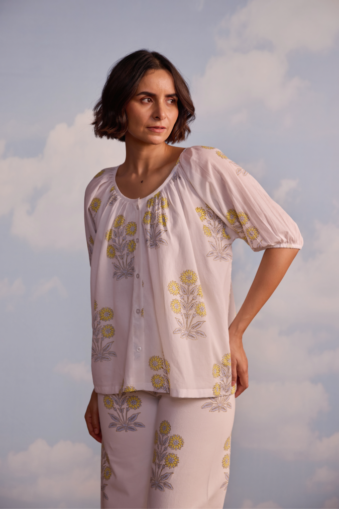 Leila Top in Marigold Print